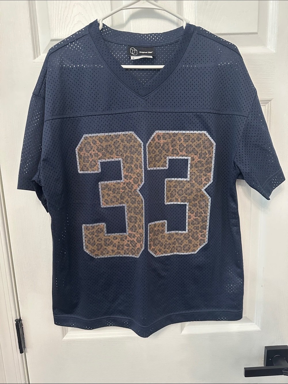 Original Use Navy Short-Sleeve Mesh Jersey with Leopard '33' Graphic